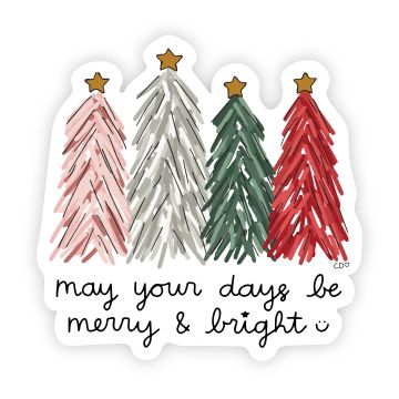 Merry & Bright Trees Decal Sticker